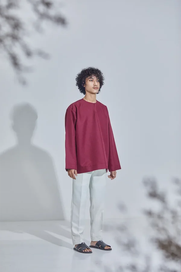 Kurta Tampan – Burgundy Red - Image 3