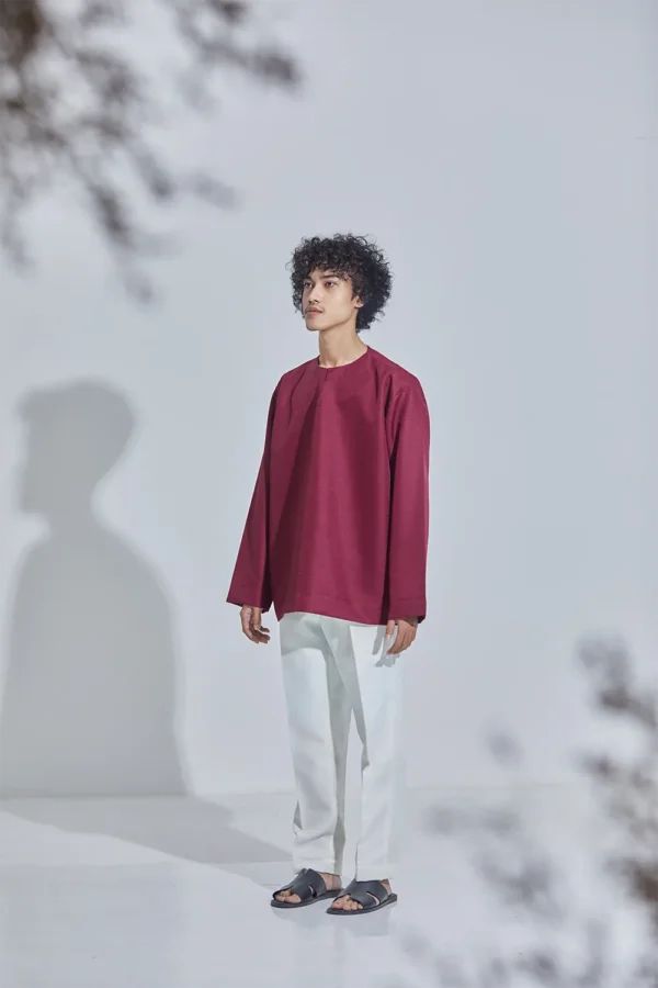 Kurta Tampan – Burgundy Red - Image 2