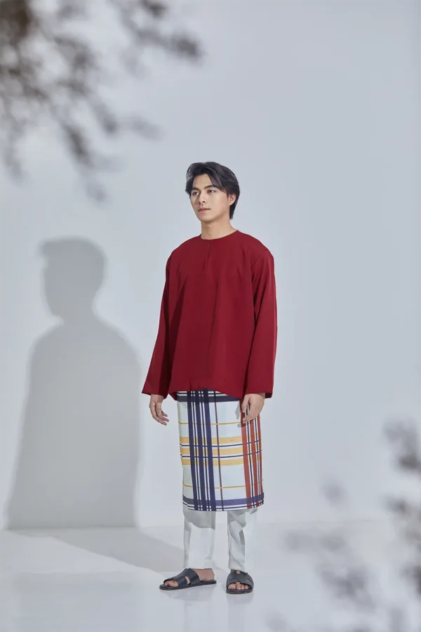 Set Baju Melayu Jejaka Hati (Adult) - Maroon Red - Image 2