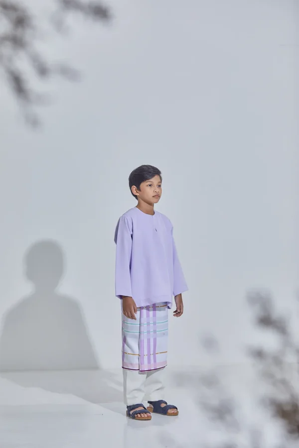 Set Baju Melayu Jejaka Hati (Kids) - Lilac Purple - Image 4