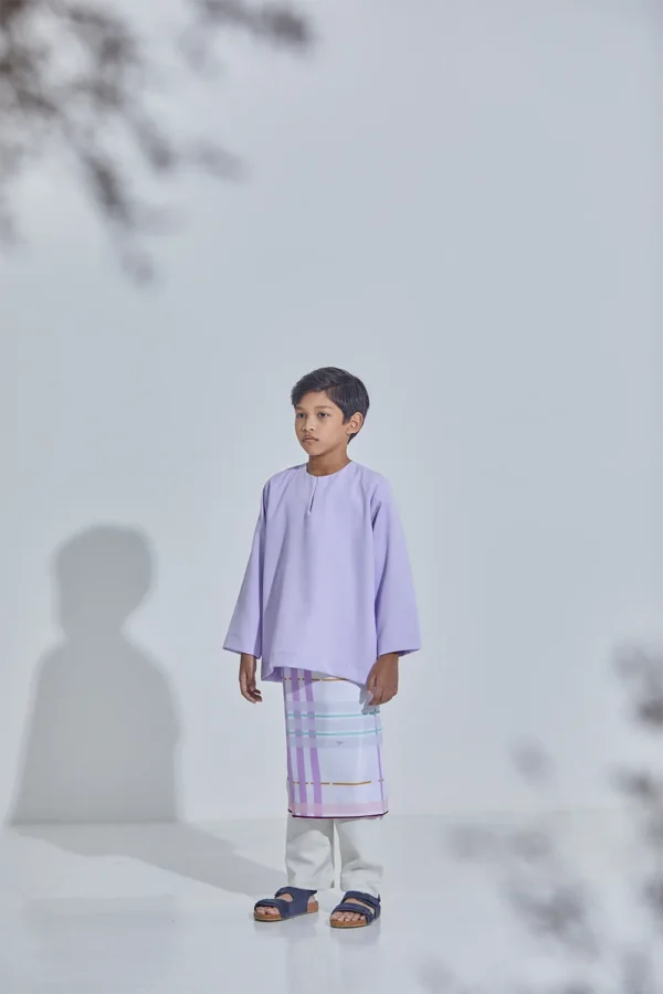 Set Baju Melayu Jejaka Hati (Kids) - Lilac Purple - Image 3