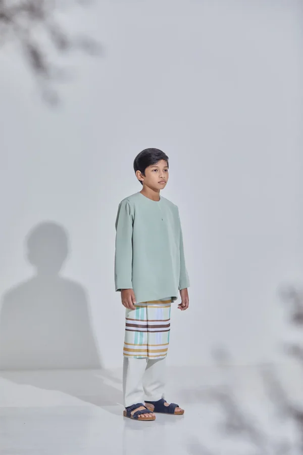 Set Baju Melayu Jejaka Hati (Kids) - Sage Green - Image 4