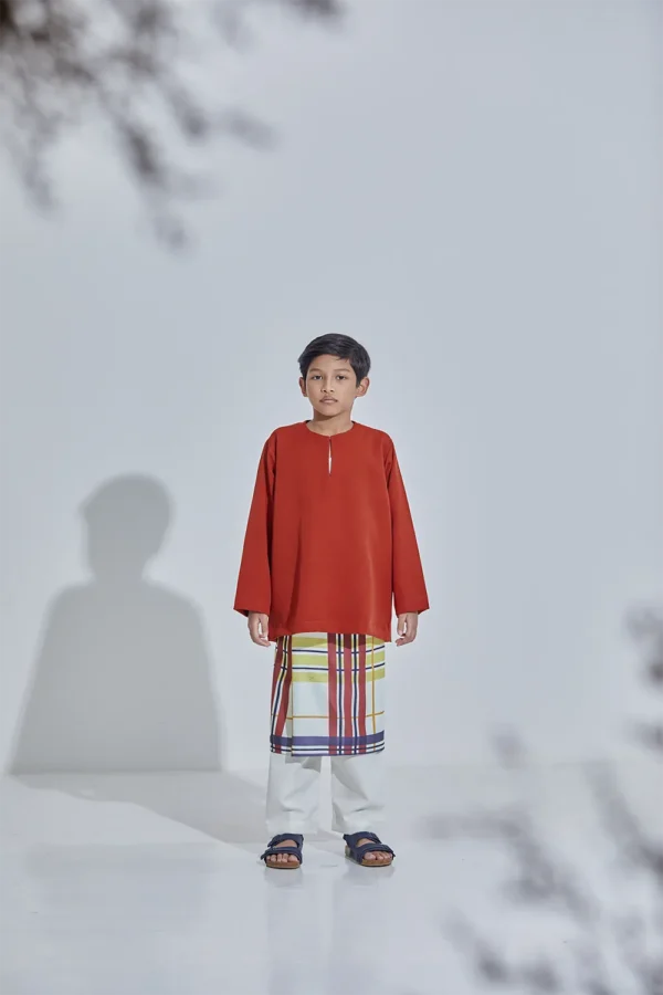 Set Baju Melayu Jejaka Hati (Kids) - Soul Burnt Orange